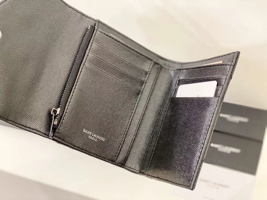 Yves Saint Laurent Compact Flap Cassendre Wallet Black