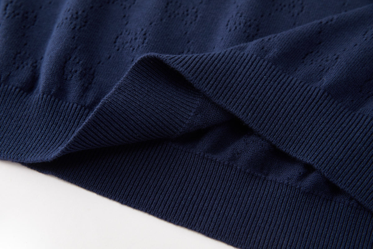 Gucci GG Pointelle Cotton Silk Polo Shirt "Blue"