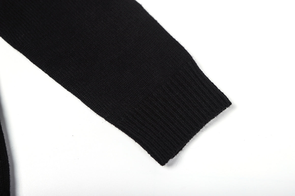 Moncler Black Embroidered Logo Wool Sweater "Black"