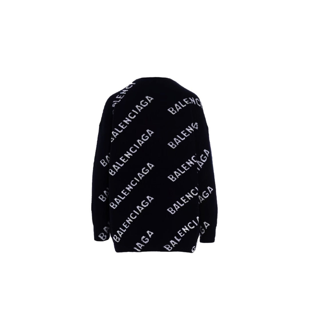Balenciaga All-Over Logo Sweater "Black-White"