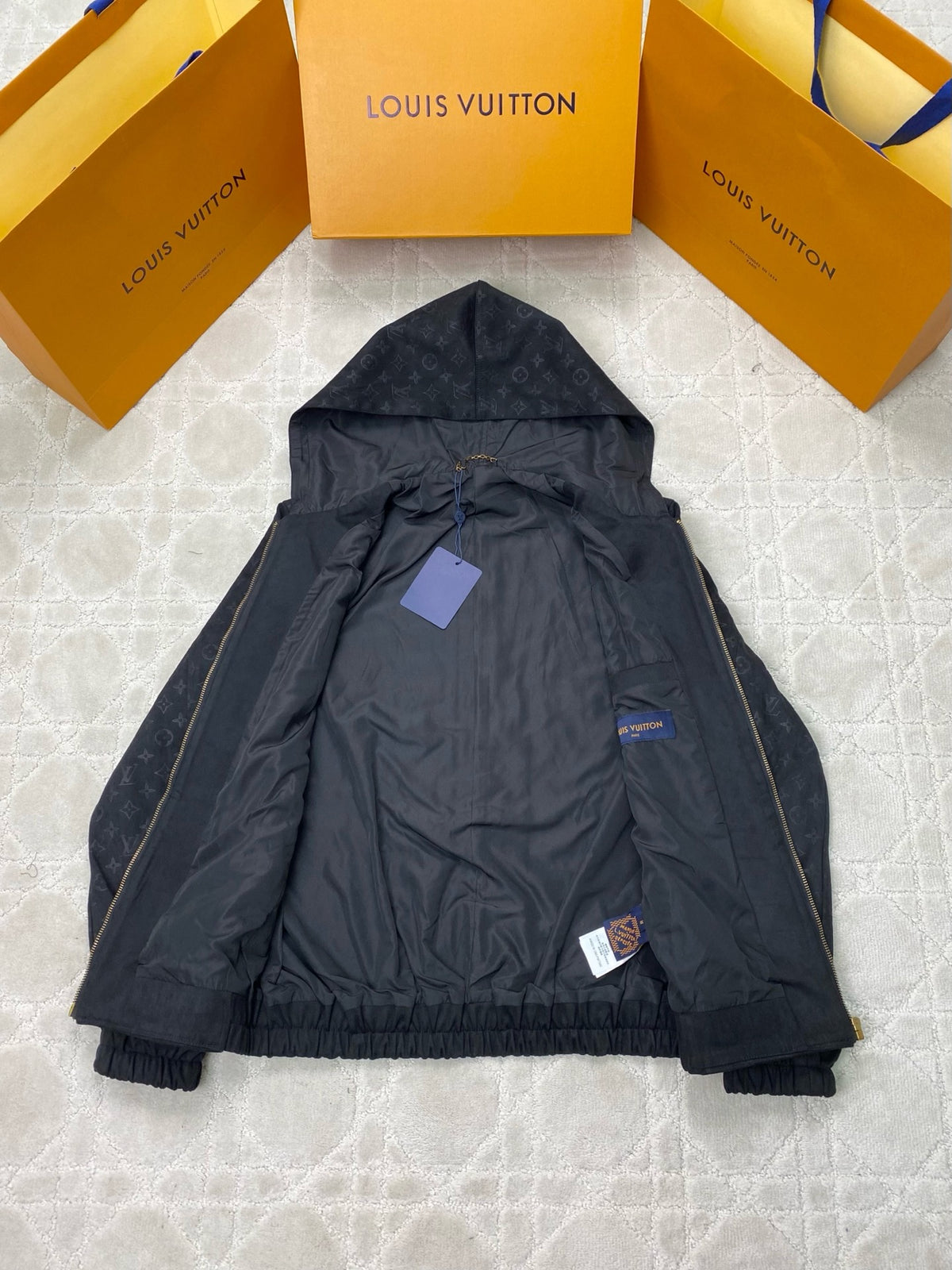 Louis Vuitton Monogram Embossed Suede Hoodie "Black"