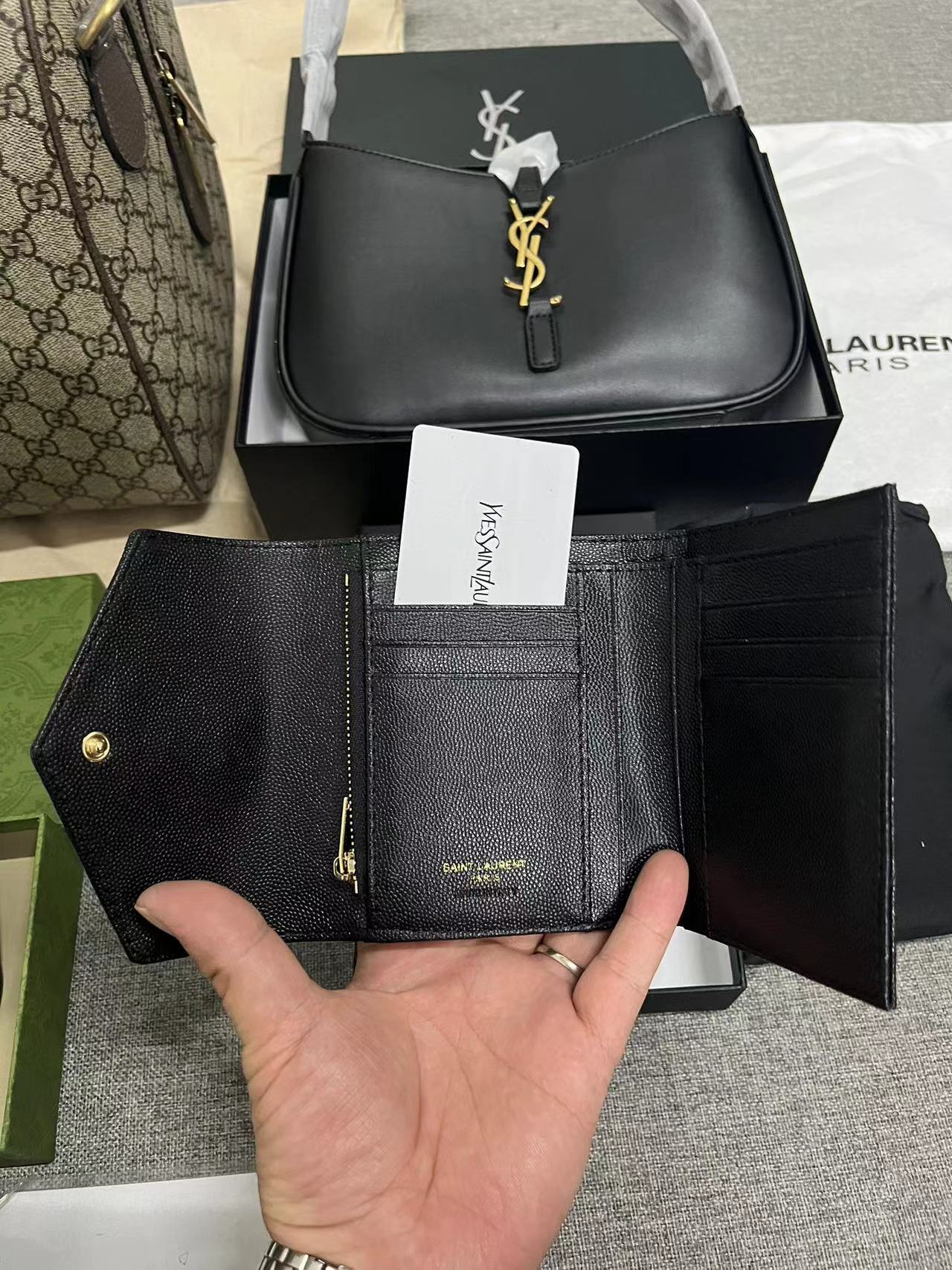 Yves Saint Laurent Compact Flap Cassendre Wallet Gold