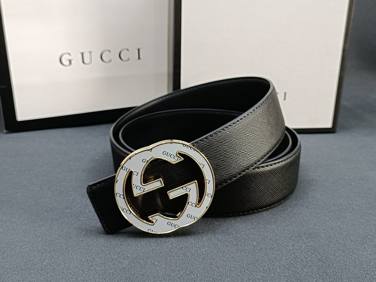 Gucci Leather Belt "Black-White"