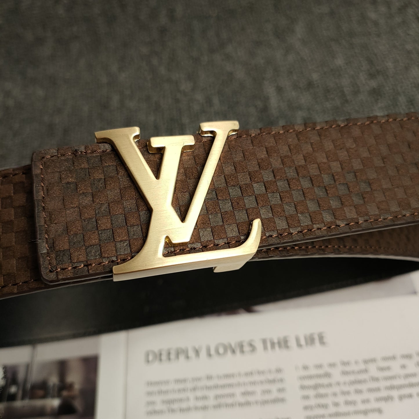 Louis Vuitton Leather Belt "Brown-Gold"