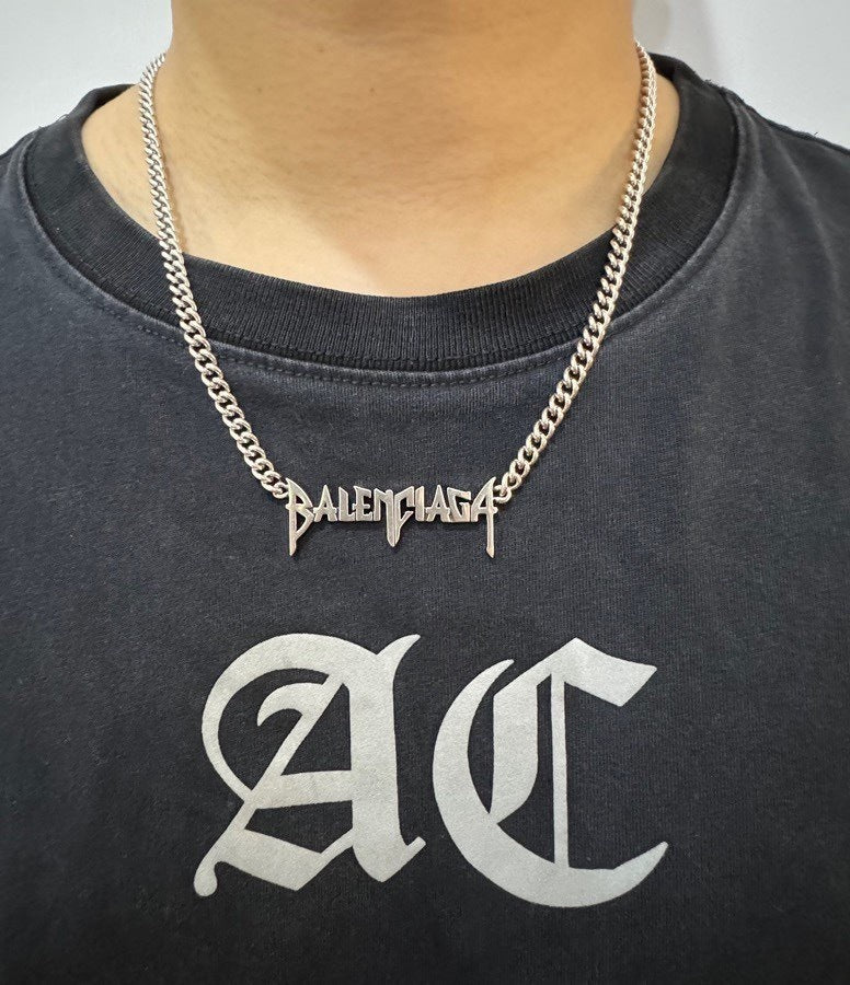 Balenciaga Mettalic Logo Necklace