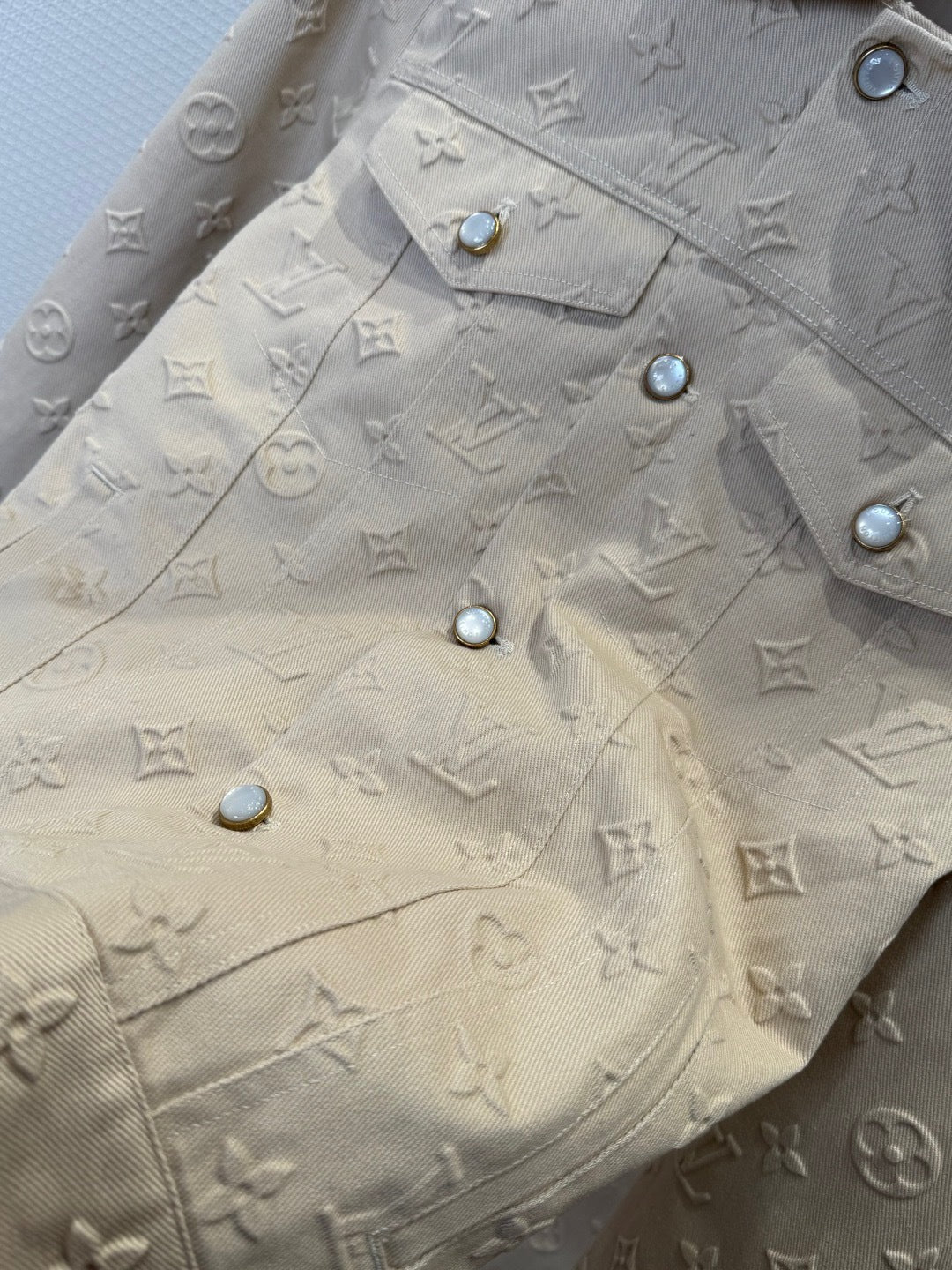 Louis Vuitton Monogram Embossed Denim Jacket "Ivory"