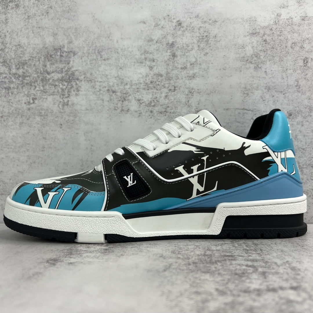 Louis Vuitton Trainers "Graphic Print White-Black-Blue"