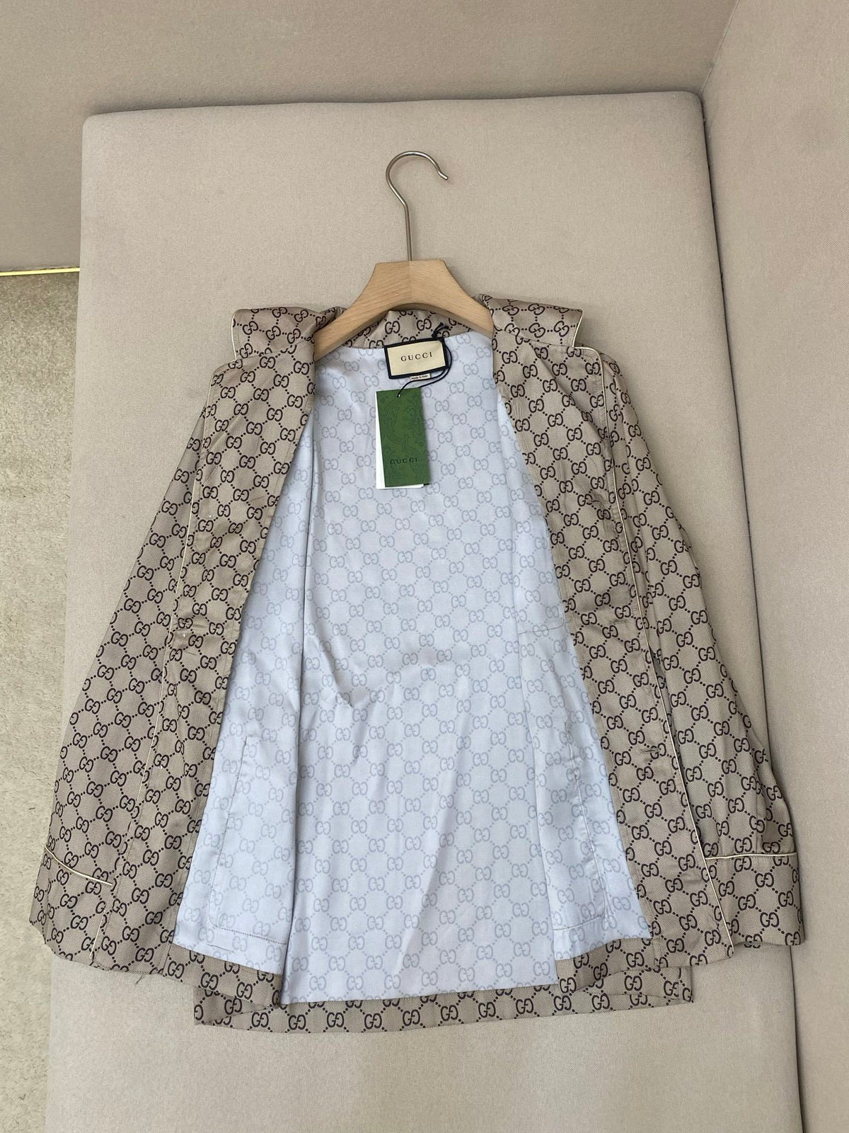 Gucci GG Printed Silk Shirt "Beige"