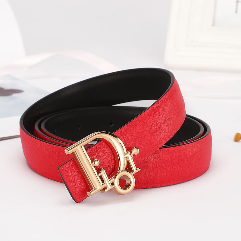 Dior Leather Belt "Red-Gold"
