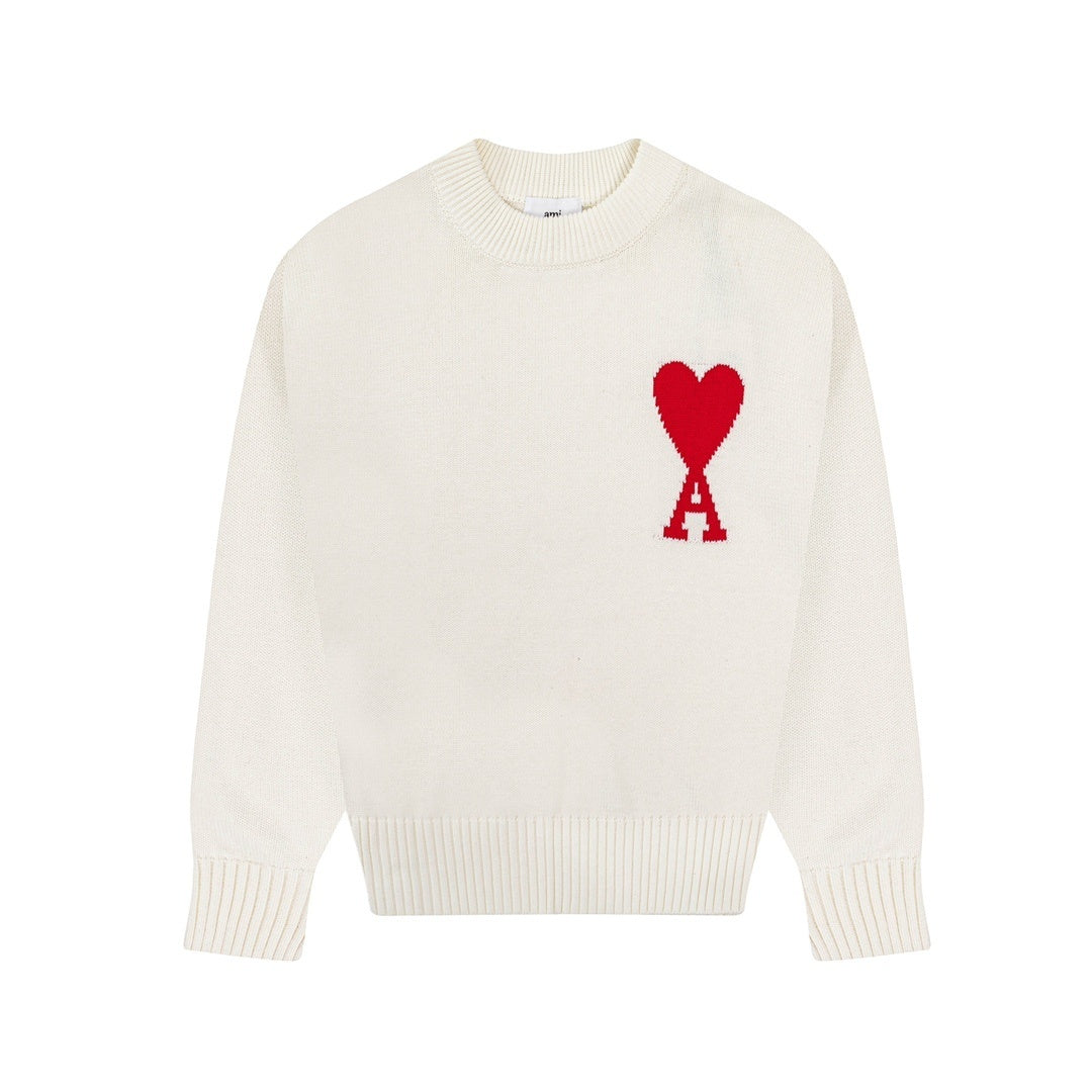 AMI Paris Ami De Coeur Slim-Fit Sweater "White"
