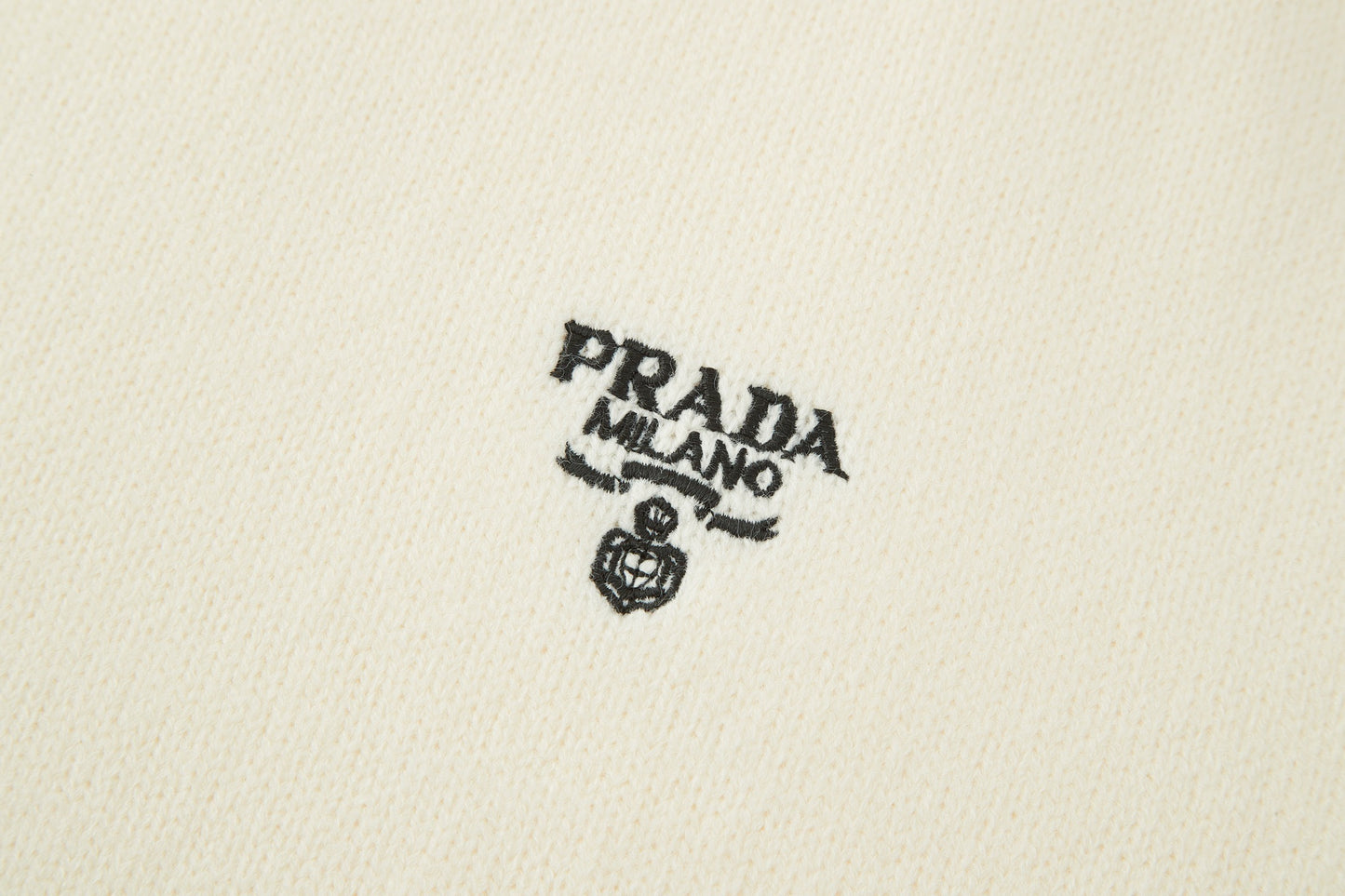 Prada Embroidered Logo Sweater "Cream"