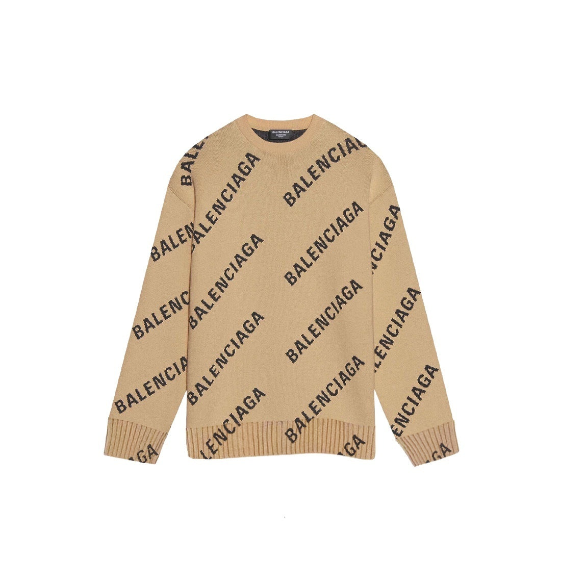 Balenciaga All-Over Logo Sweater "Beige-Black"