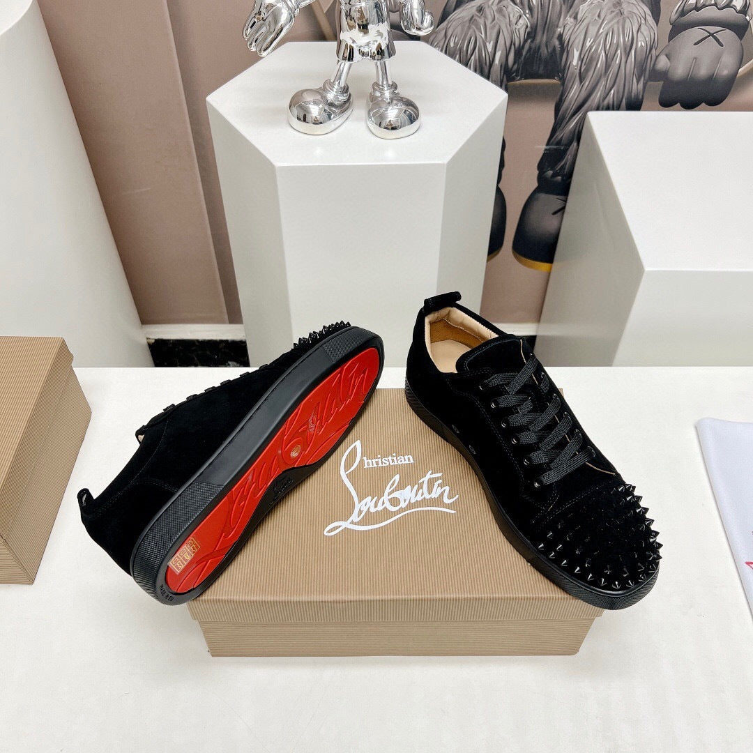 Christian Louboutin Louis Junior Spikes Orlato Veau Velours "Black"