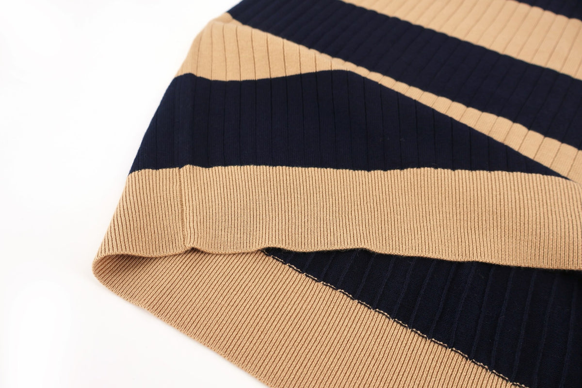 Moncler Striped Wool Sweater "Beige-Navy"