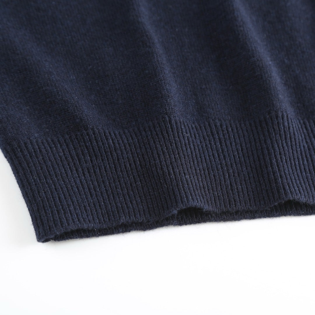 Burberry Cashmere Blend Half-zip Sweater "Navy"