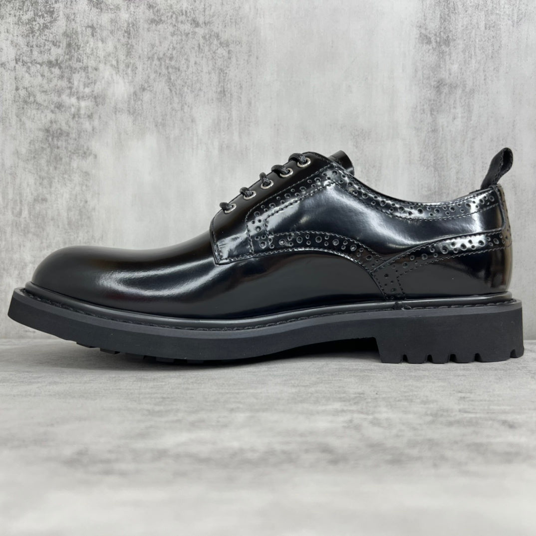 Dior Leather Derby Perforated Shoes "Black"