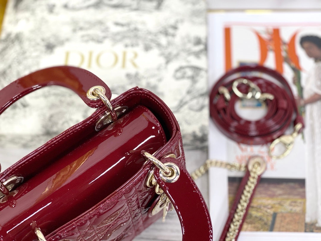 Dior Mini Lady Dior Bag "Cherry Red Patent Cannage Calfskin"