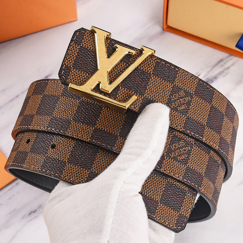 Louis Vuitton Initiales Leather Belt "Brown-Gold"