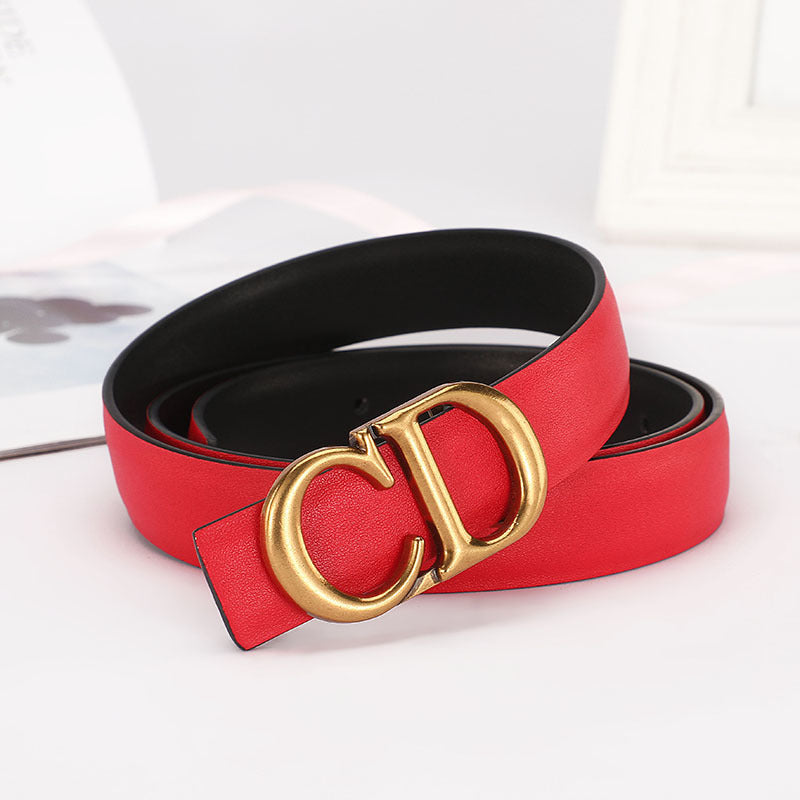 Dior Leather Belt "Red-Gold"