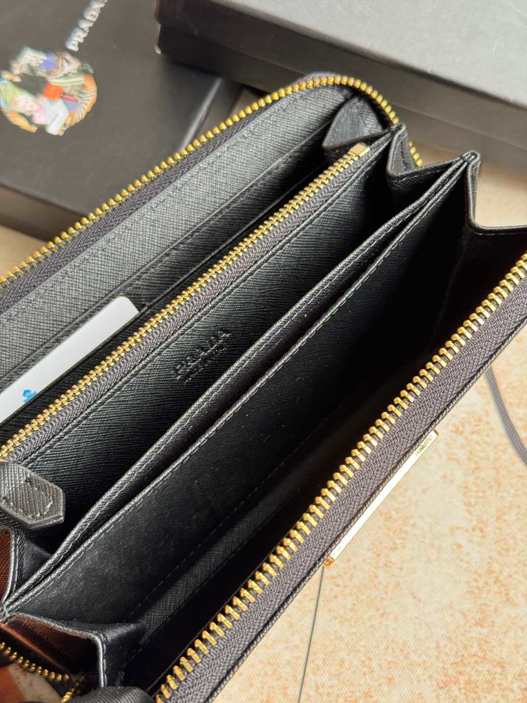 Prada Large Saffiano Leather Wallet "Black"