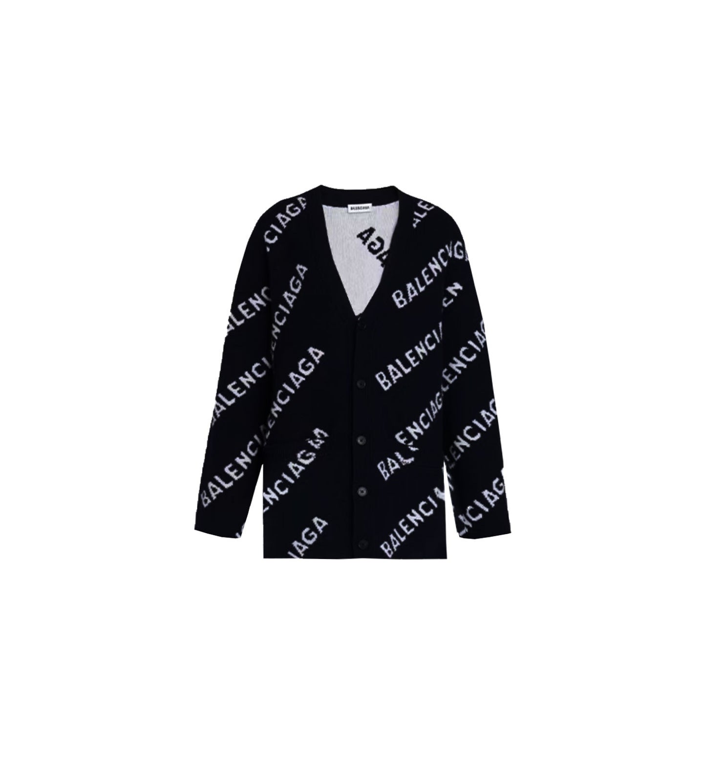 Balenciaga All-Over Logo Cardigan "Black-White"
