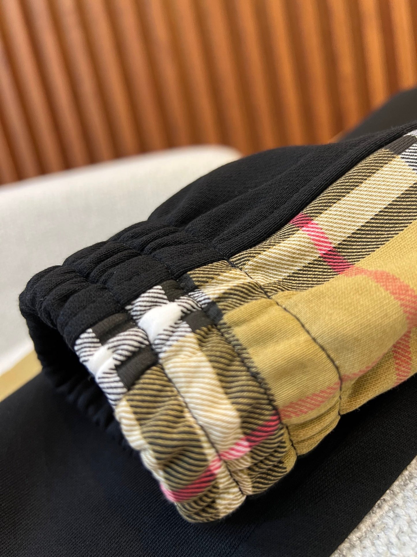 Burberry Cotton Vintage Check Trim Jogging Pants "Black"