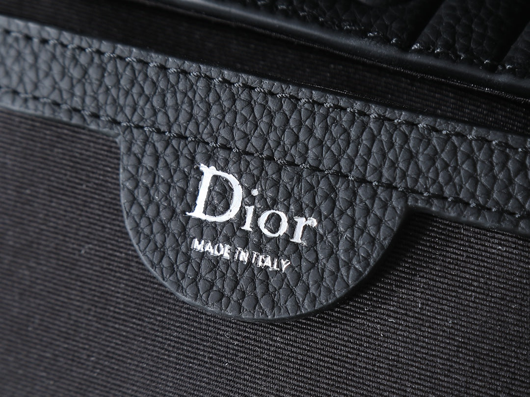 Dior Mini Saddle Heritage Messenger Bag with Flap "Black Dior Gravity Grained Leather"