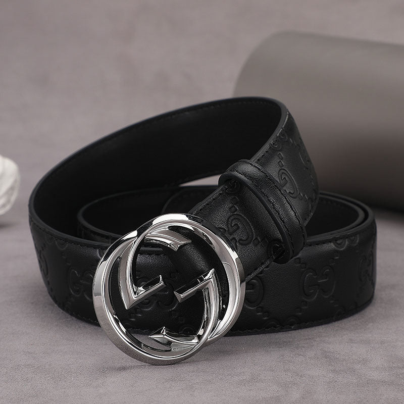 Gucci Leather Belt "Black-Silver"