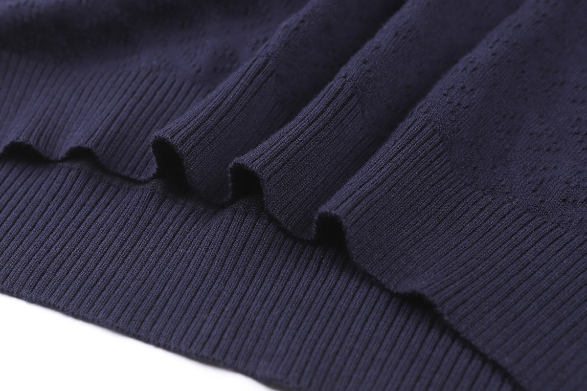 Fendi Cotton and Viscose Tricot Polo Shirt "Dark Blue"