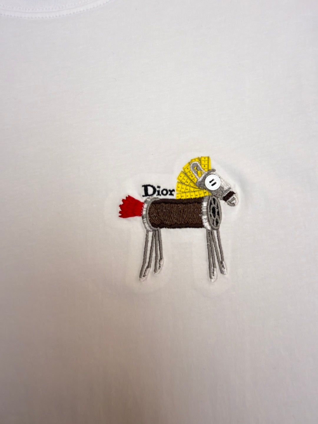 Dior T-Shirt with Horse Embroidery "White Cotton Jersey"