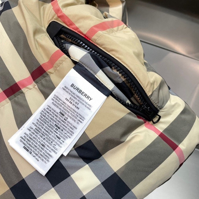 Burberry Check Cropped Down Jacket "Beige"