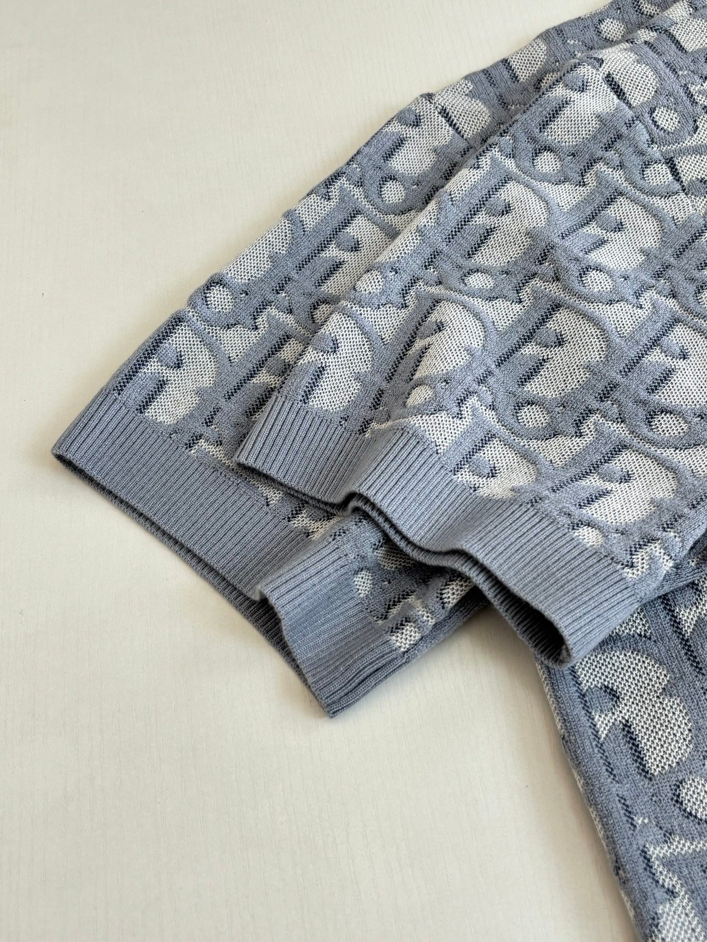 Dior Oblique T-Shirt "Blue Cotton-Wool-Silk Jacquard"