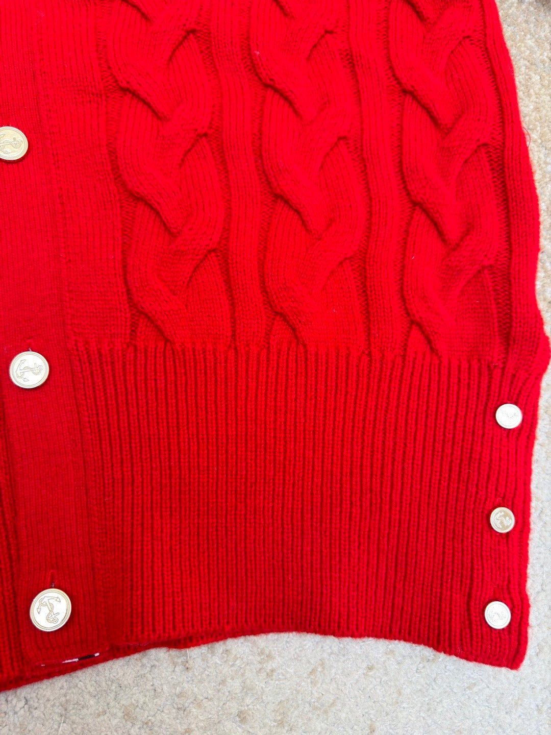 Thom Browne Cable-knit Wool Cardigan "Red"