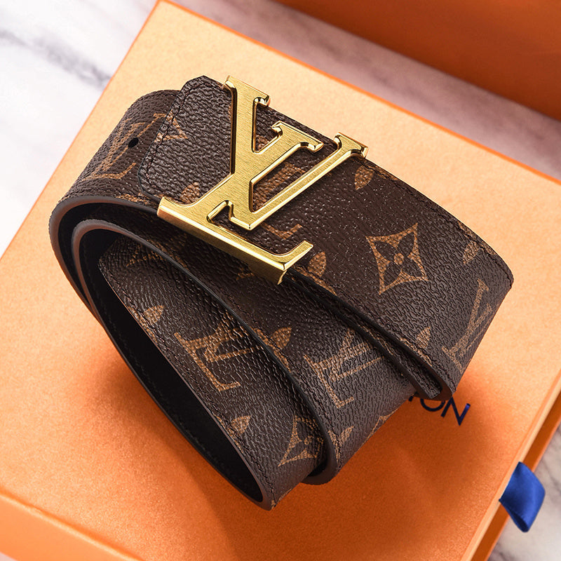 Louis Vuitton Initiales Leather Belt "Brown-Gold"