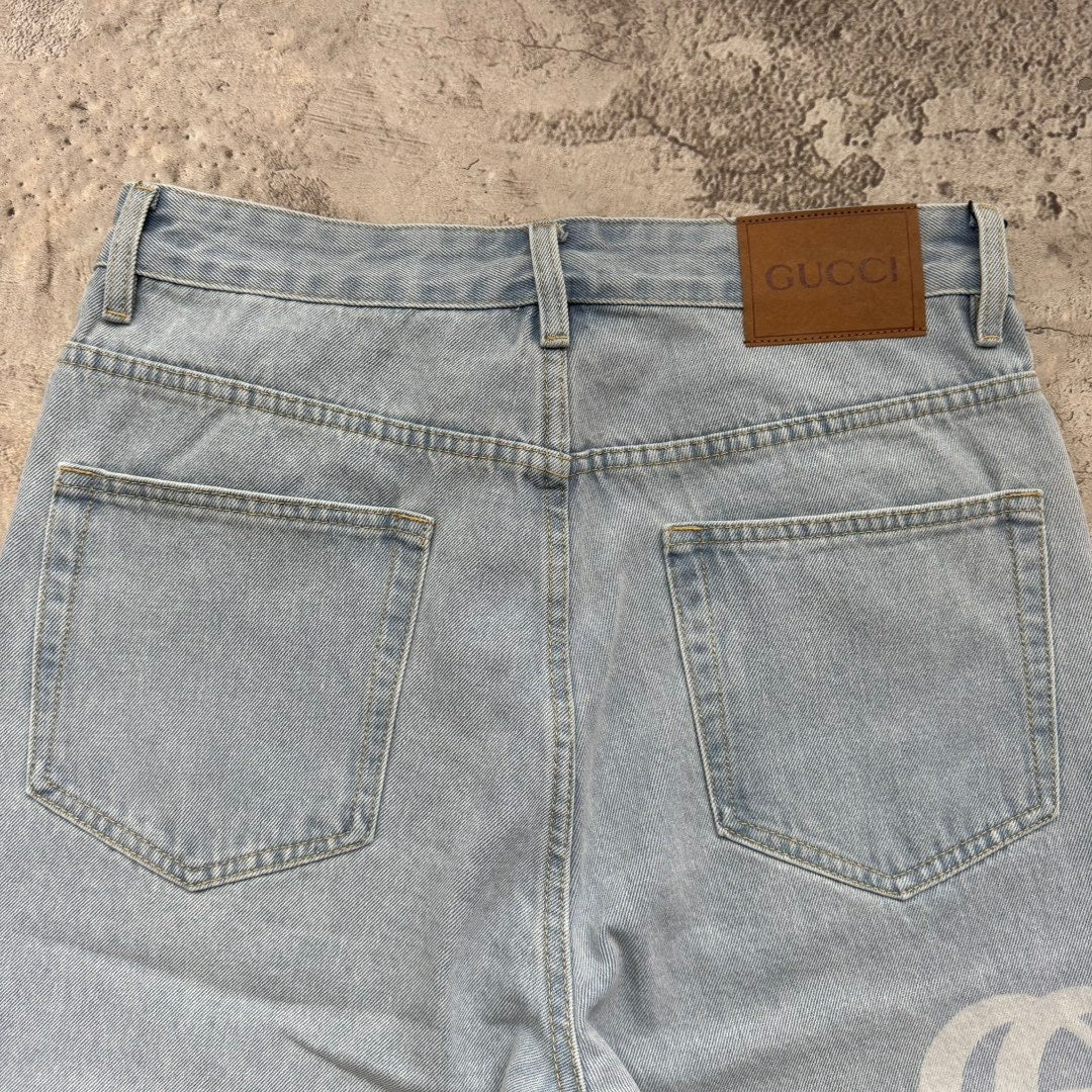 Gucci Lasered Denim Shorts