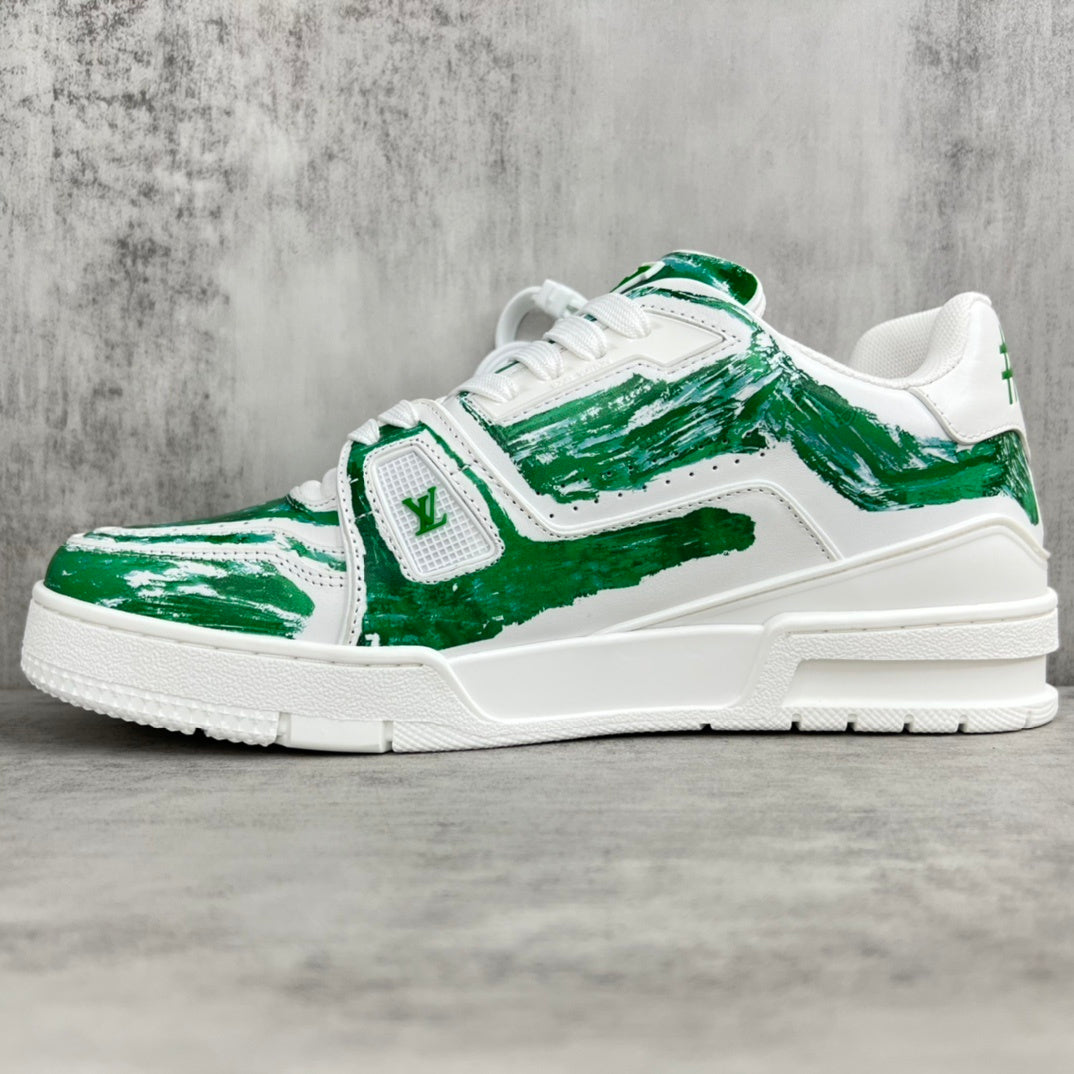 Louis Vuitton Trainers "White-Green Colored"