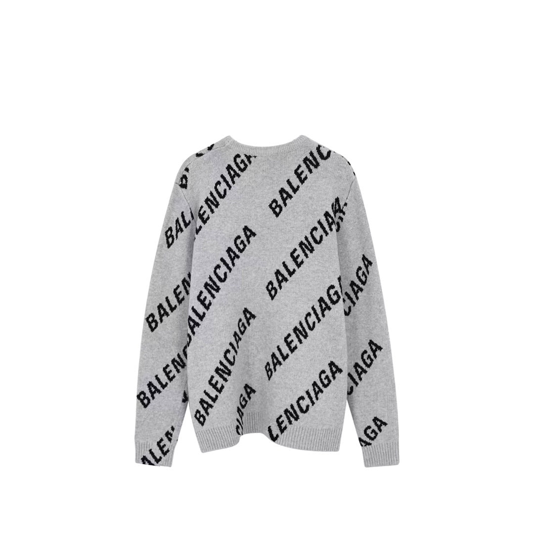Balenciaga All-Over Logo Sweater "Grey-Black"