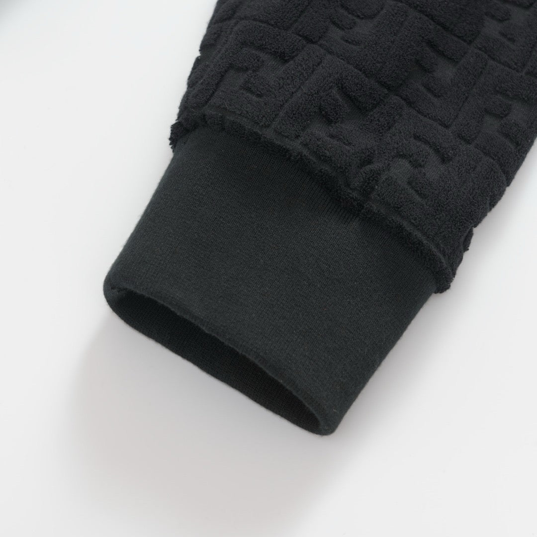 Fendi FF Terry Cotton Zip-Up Hoodie "Black"