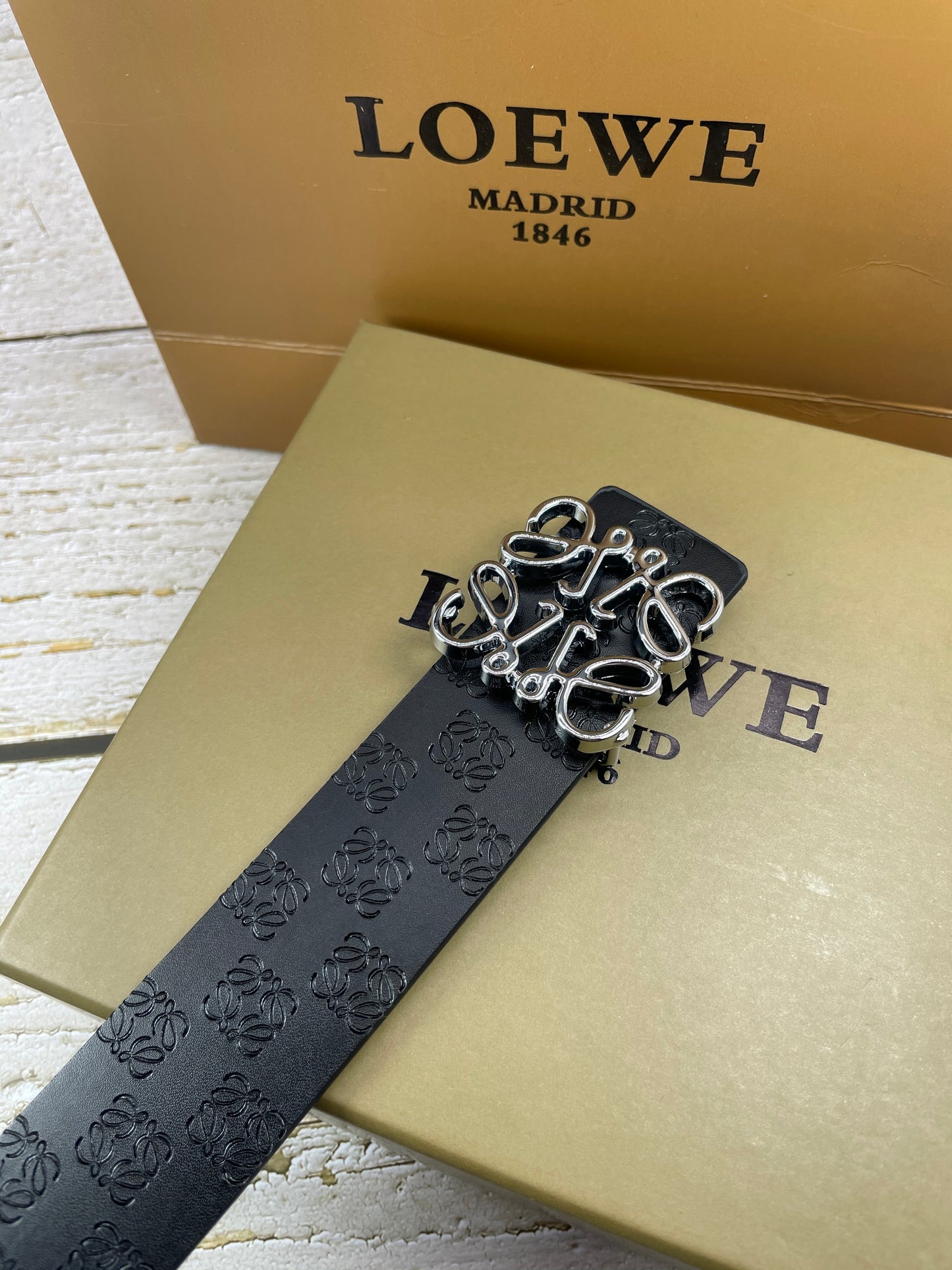 Loewe Leather Belt "Black-Silver"