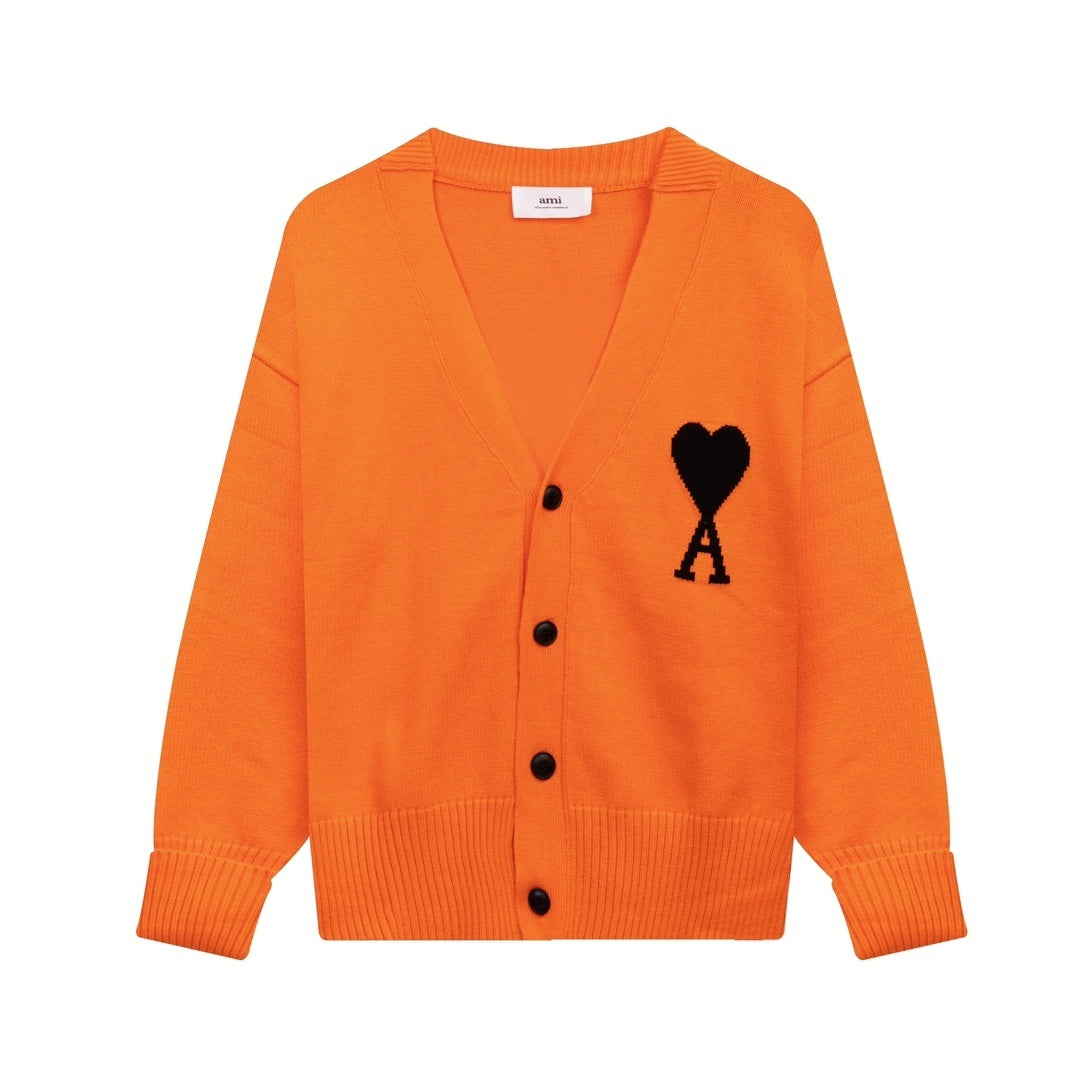 AMI Paris Ami De Coeur Cardigan "Orange"
