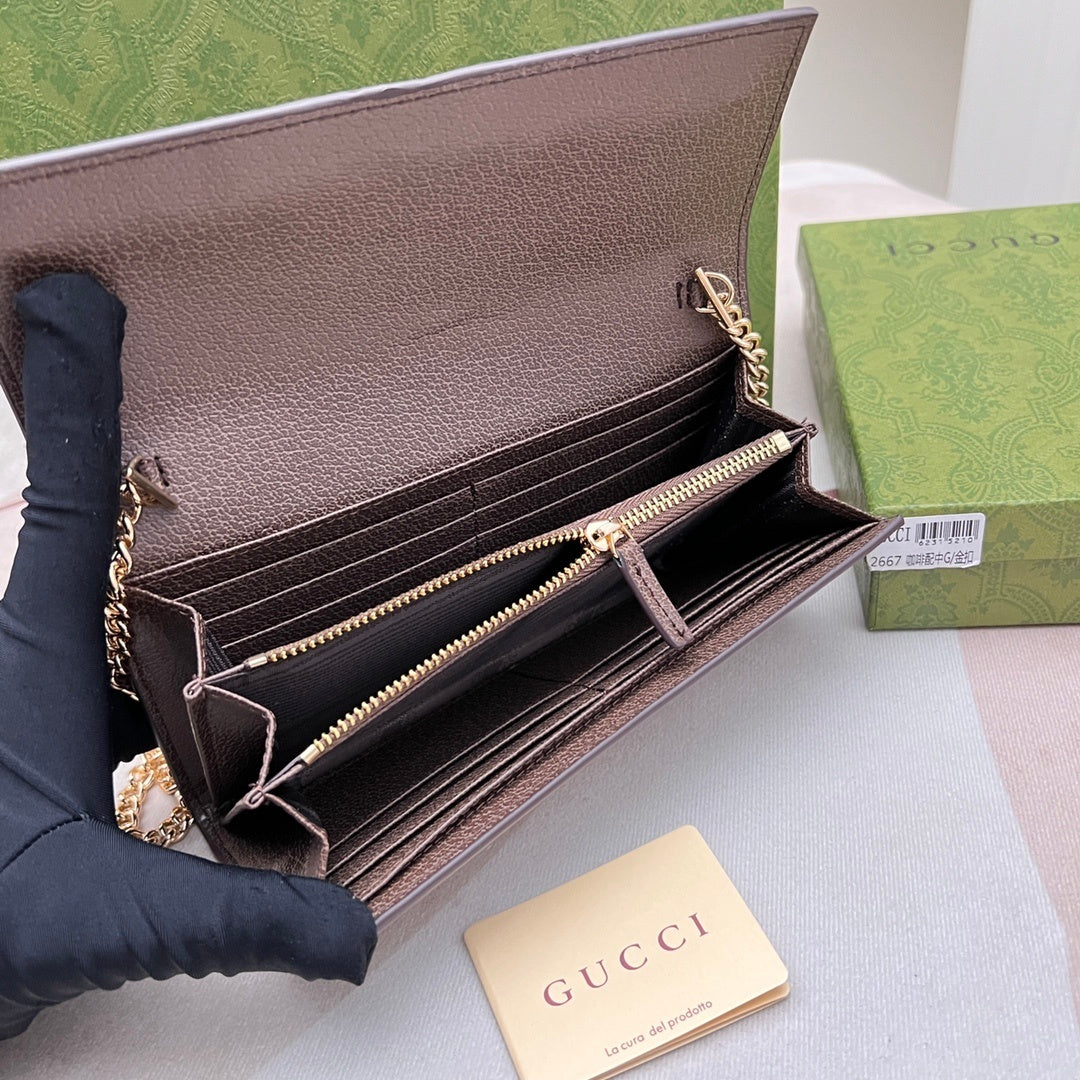 Gucci Jackie 1961 GG Jumbo Continental Chain Wallet