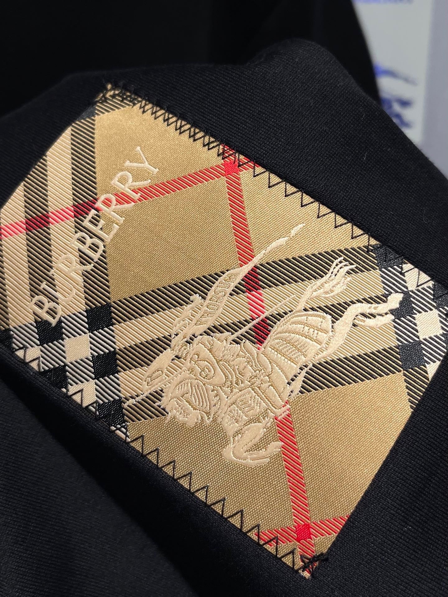 Burberry Check Label Cotton T-Shirt "Black"