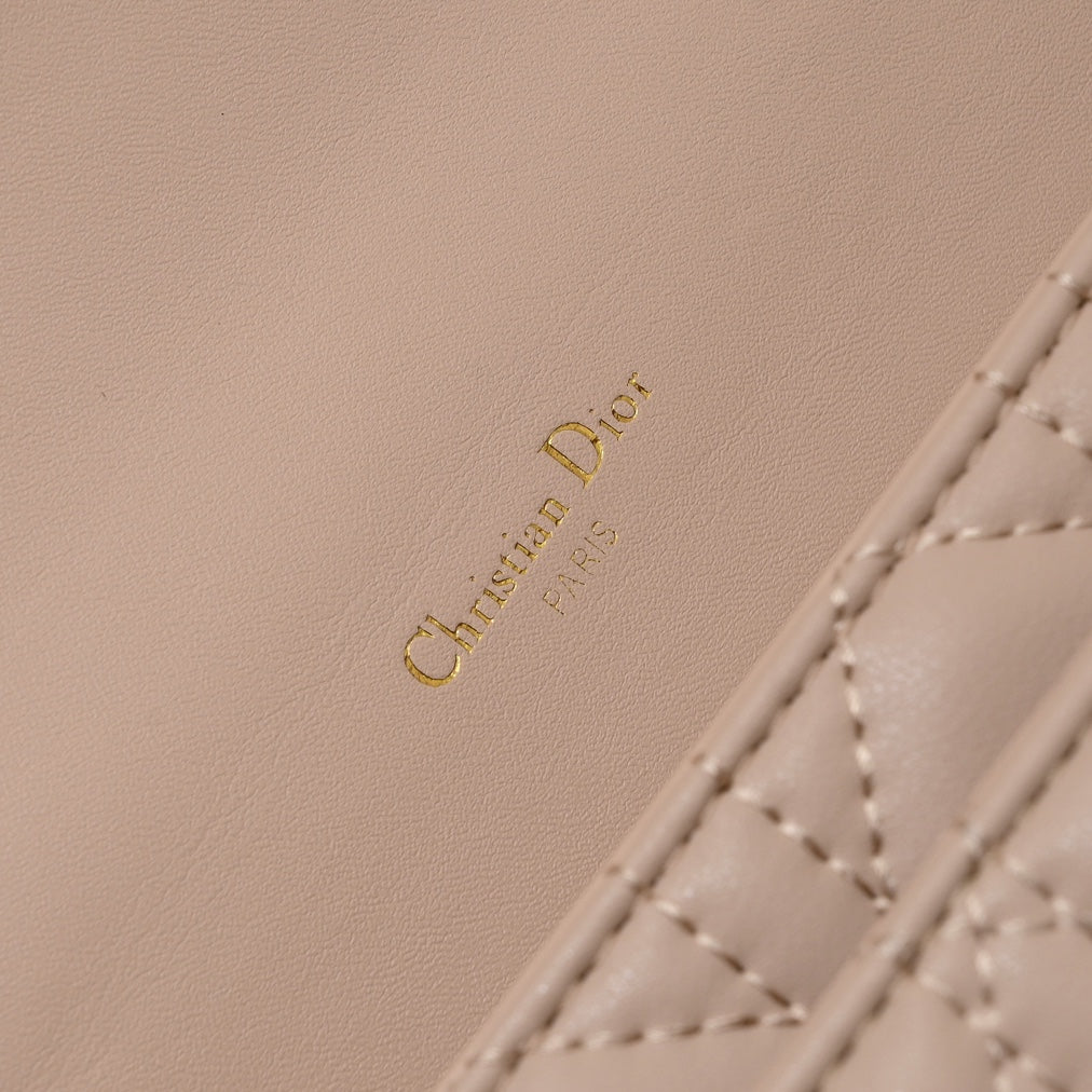Dior My Dior Daily Pouch with Chain "Powder Beige Cannage Lambskin"