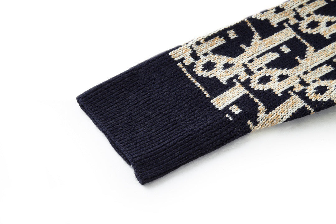Dior Oblique Cardigan "Navy Blue Virgin Wool Jacquard"