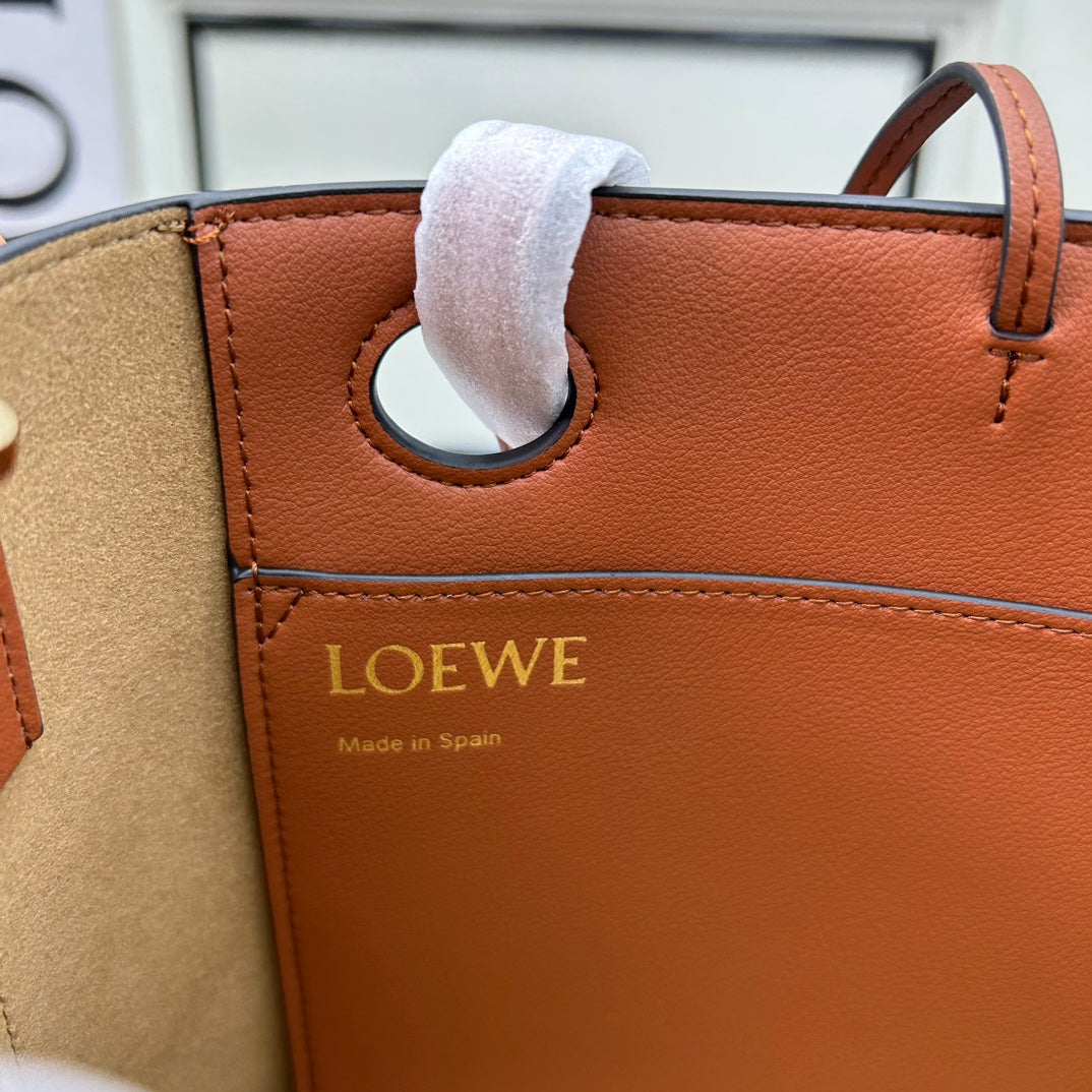 Loewe Anagram Embossed Small Leather Tote Bag "Brown"