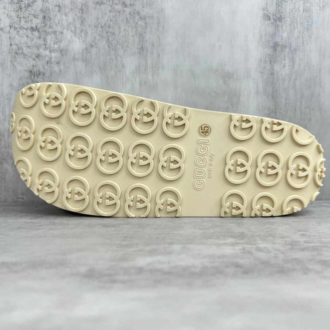 Gucci Monogram Slides "Beige-Grey"