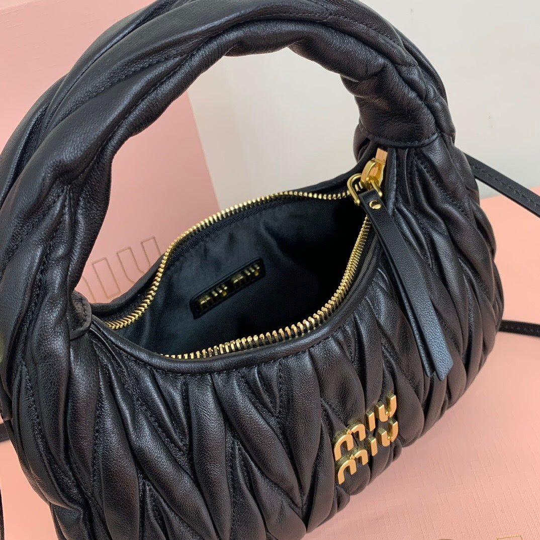 Miu Miu Wander Matelassé Nappa Leather Hobo Bag