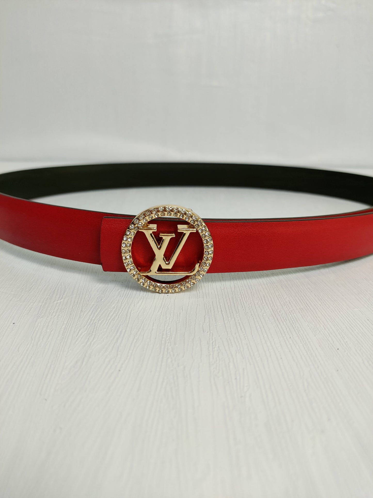 Louis Vuitton Leather Belt "Red-Gold"