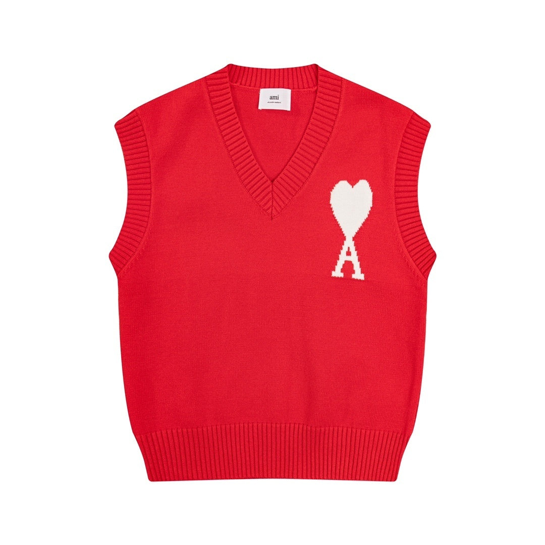 AMI Paris Ami De Coeur Sweater Vest "Red"