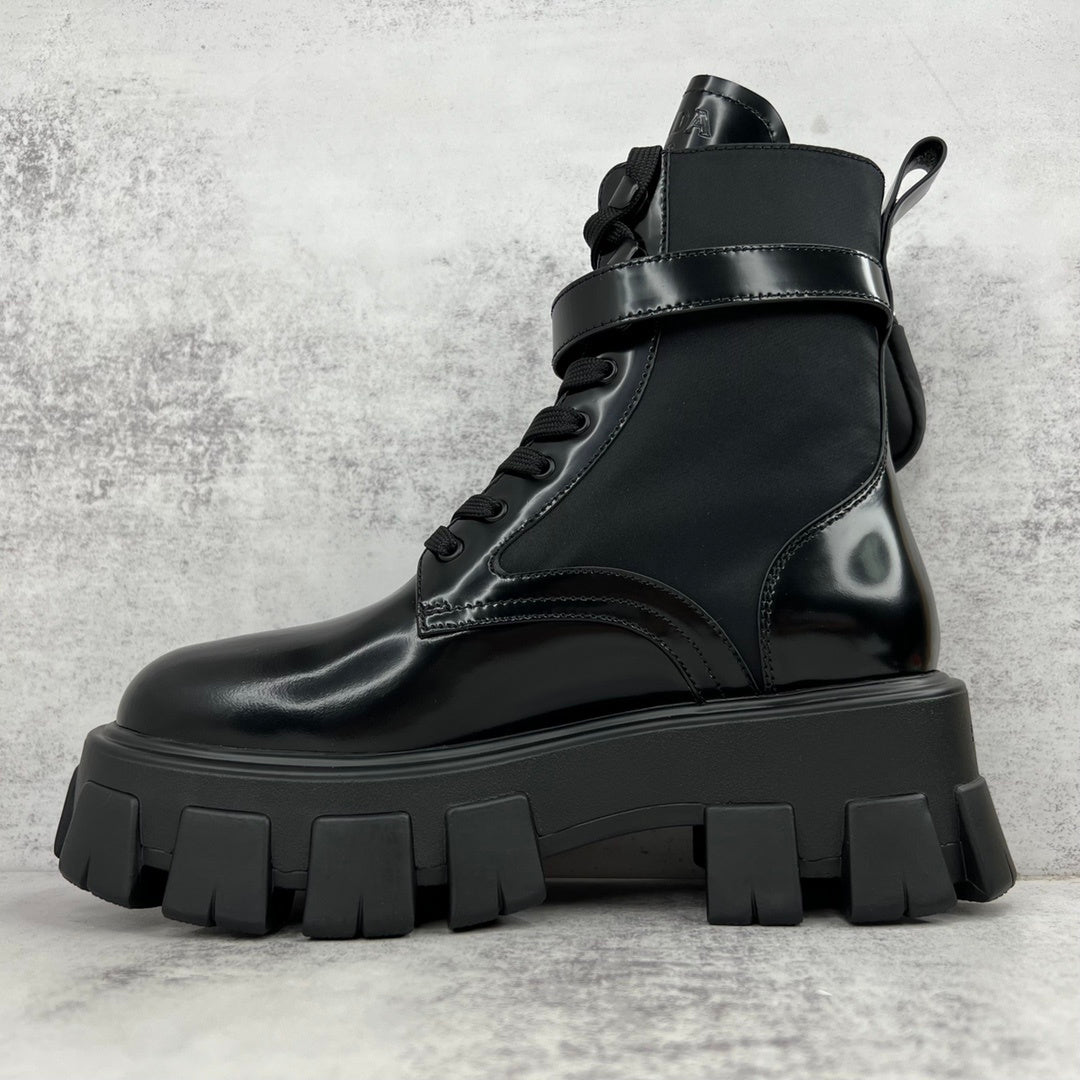 Prada Monolith Leather Boots "Black"